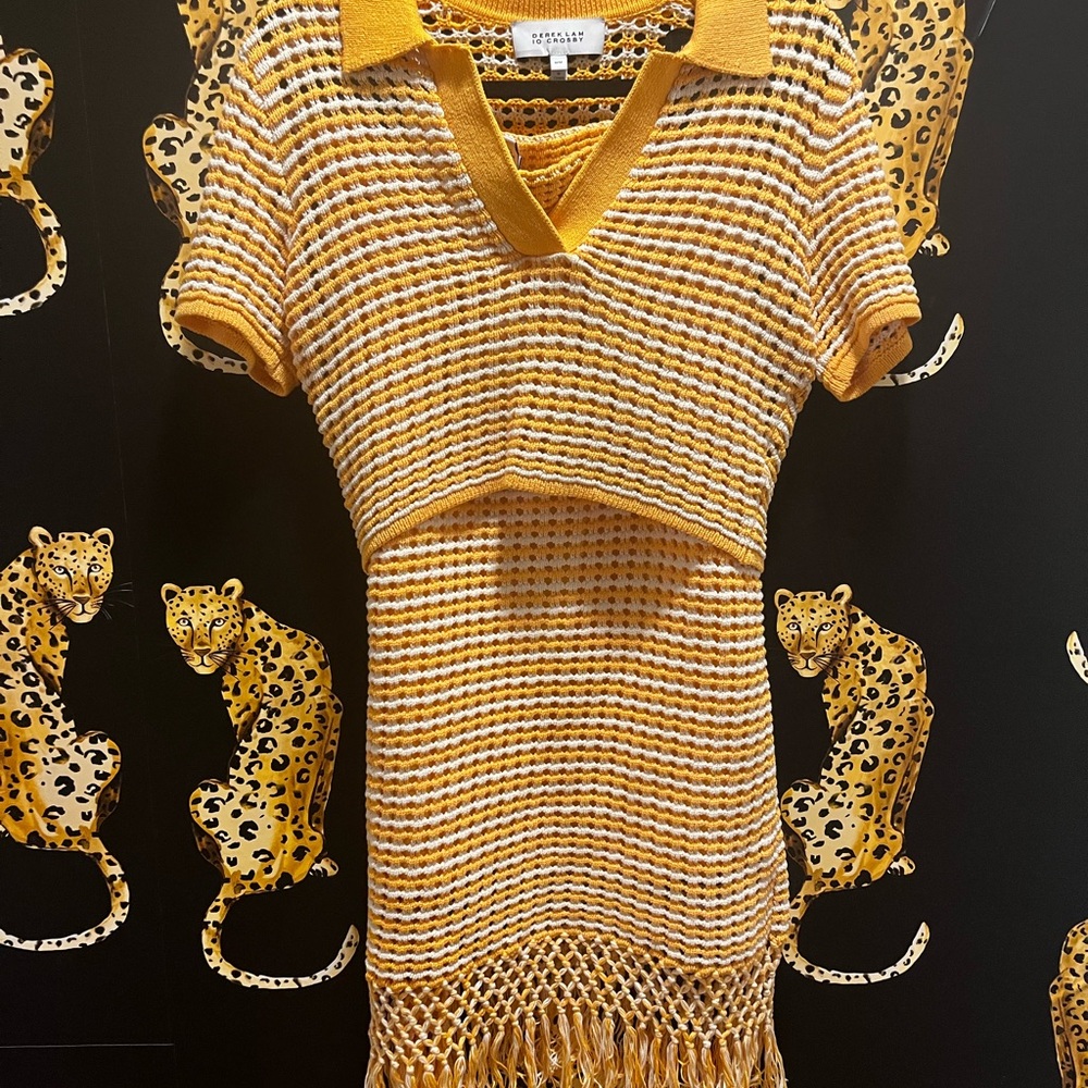 10 Crosby Derek Lam Mustard Crochet Set - Picture 6 of 9